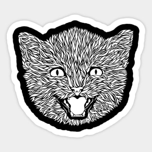 Fluffy White Kitten Grin Sticker